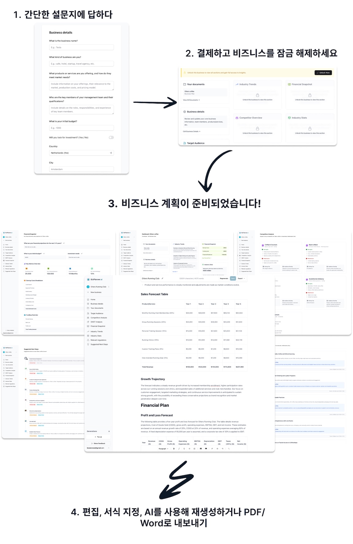 AI 비즈니스 계획 생성기 BizPlanner AI
