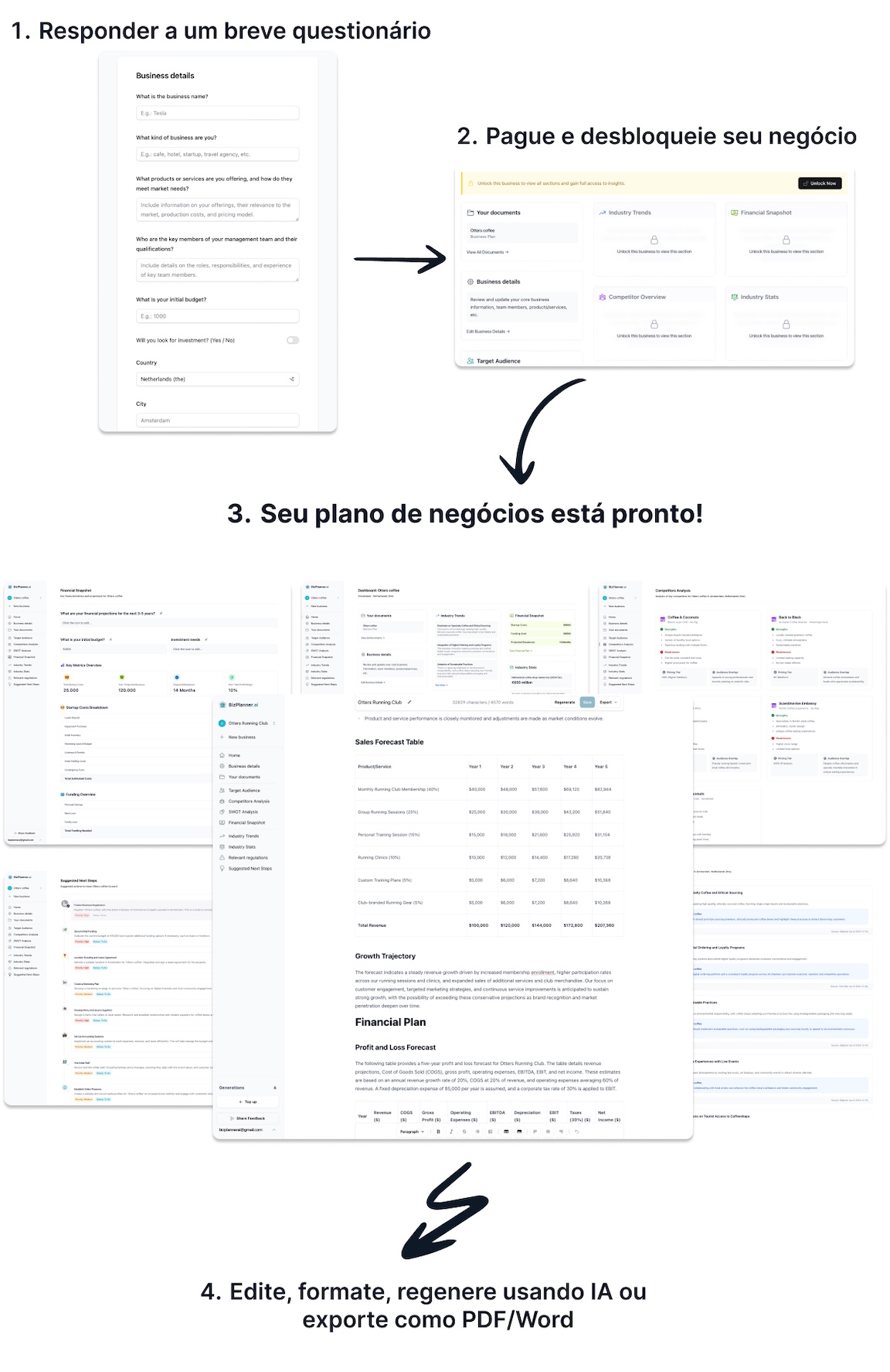 Gerador de Plano de Negócios com IA BizPlanner AI
