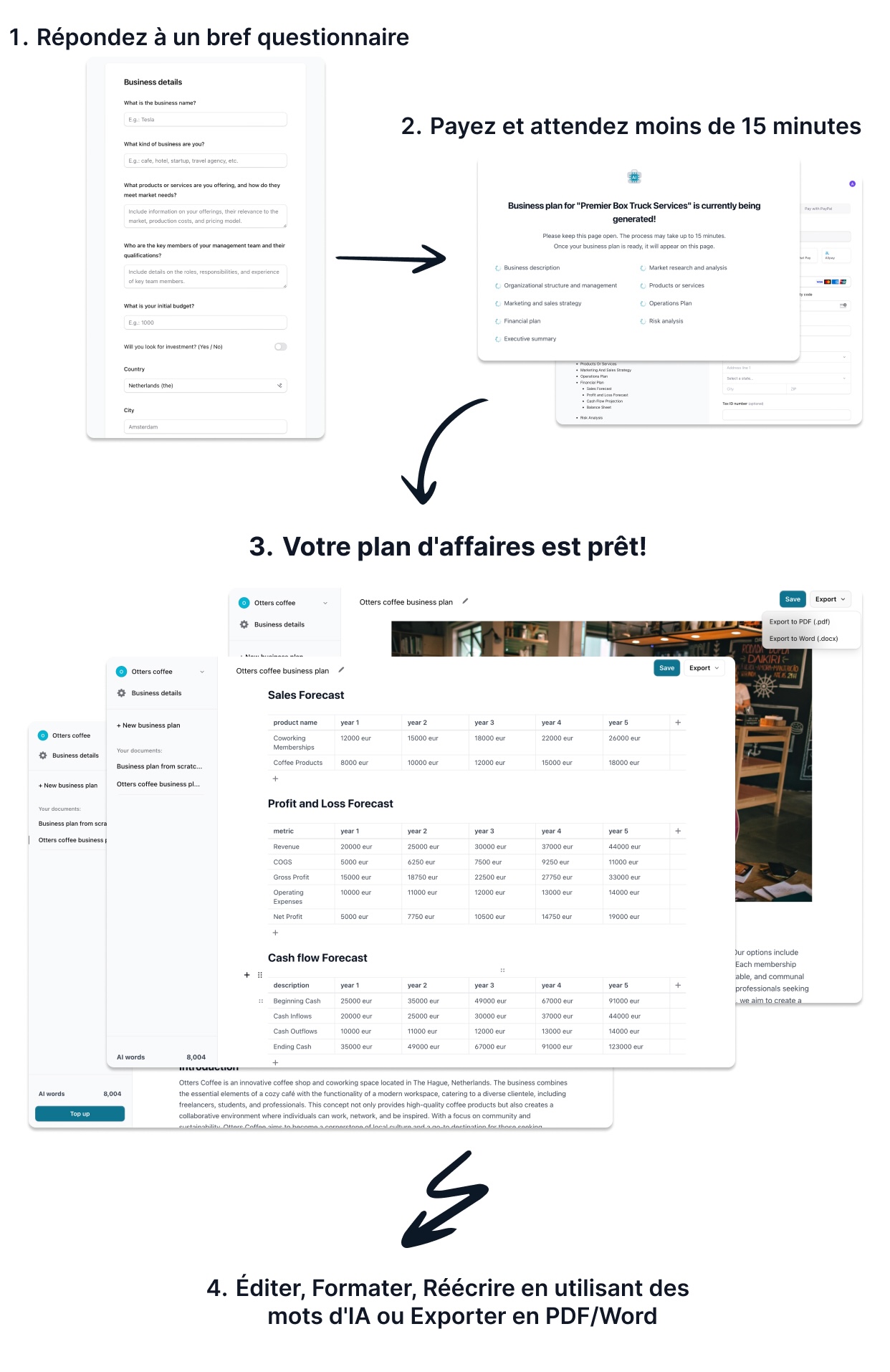 Générateur de plan d'affaires AI BizPlanner AI